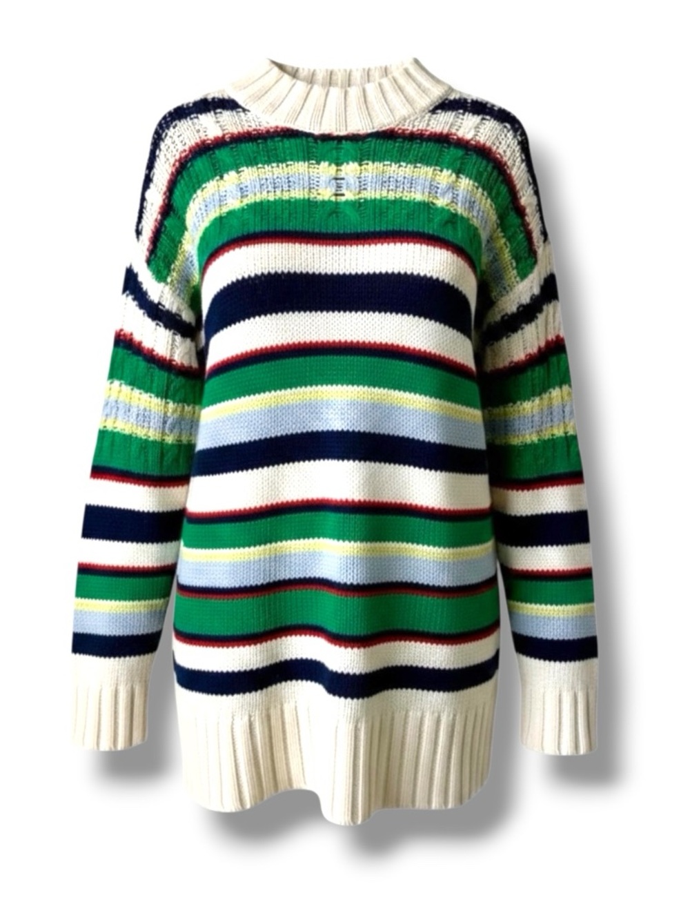 NWT BCBGMAXAZRIA Gardenia Combo Sweater Oversized Striped Multicolor Size XS